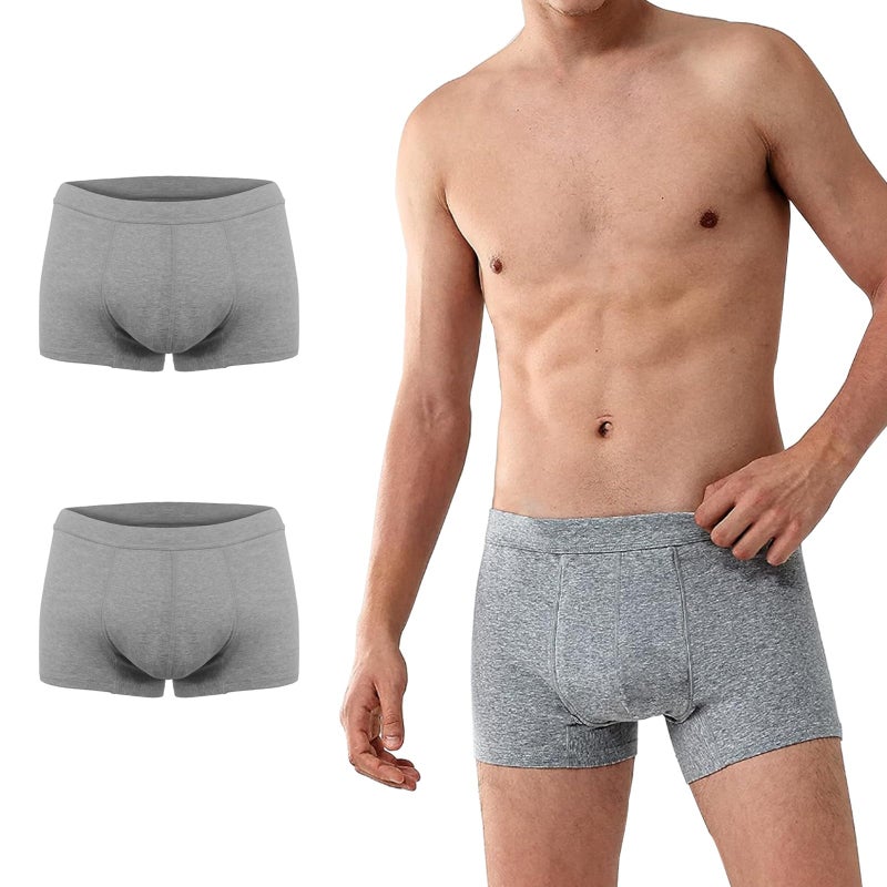 Battewa Incontinence Underwear for Men Washable Briefs Light Absorbent Leak Proof Underwear Urine 50ml Mens Cotton Boxers Pack of 2 GraySmall